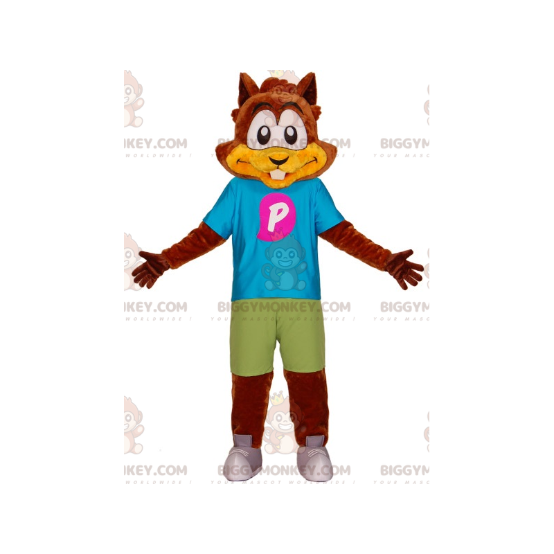 Costume de mascotte BIGGYMONKEY™ d'écureuil de castor marron Costume de mascotte BIGGYMONKEY™ d'écureuil de castor marron