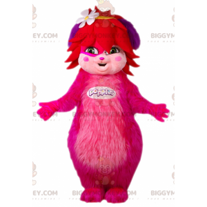 BIGGYMONKEY™ Pink behåret kvindelige popples maskotkostume.