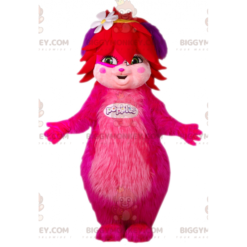 Kostium maskotki BIGGYMONKEY™, różowy, włochaty kobiecy