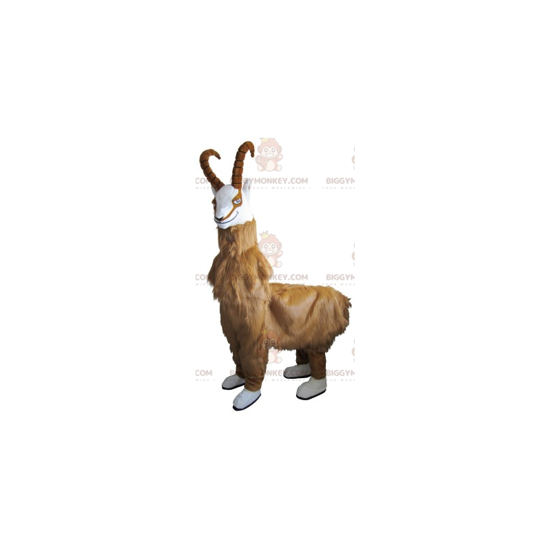 BIGGYMONKEY™ Furry Goat Buff maskotkostyme med horn - Gårdsdyr - BIGGYMONKEY_07967 - BiggyMonkey.com