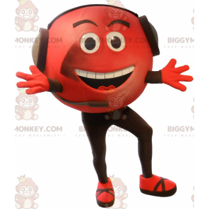 BIGGYMONKEY™ Lächelndes rotes Mann-Maskottchen-Kostüm mit