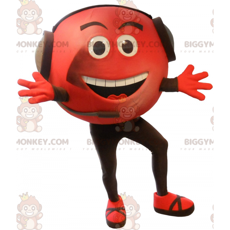 BIGGYMONKEY™ Costume da mascotte uomo rosso sorridente con BIGGYMONKEY™ Costume da mascotte uomo rosso sorridente con