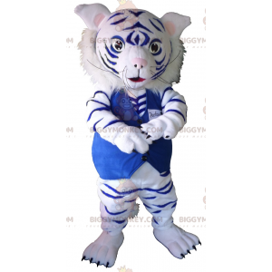 White and Blue Tiger BIGGYMONKEY™ Mascot Costume. BIGGYMONKEY™