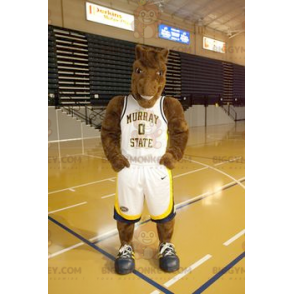 Costume de mascotte BIGGYMONKEY™ de cheval marron en tenue de sport - Mascottes Cheval - BIGGYMONKEY_0934 - BiggyMonkey.com