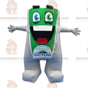BIGGYMONKEY™ Big Mouth Green and White Snowman Mascot Costume -