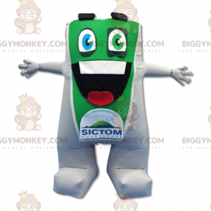 BIGGYMONKEY™ Big Mouth Groen en Wit Sneeuwman Mascottekostuum -