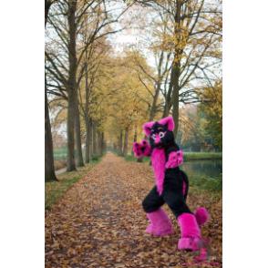 Fantasia de mascote BIGGYMONKEY™ de gato rosa e preto - Mascotes de gatos - BIGGYMONKEY_0935 - BiggyMonkey.com