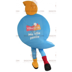 Traje de mascote BIGGYMONKEY™ em forma de bolha azul. Dígito 9