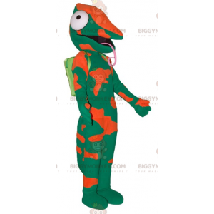 Big Tongue Grün und Orange Chamäleon BIGGYMONKEY™ Maskottchen-Kostüm - Waldtiere - BIGGYMONKEY_07990 - BiggyMonkey.com