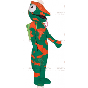 Big Tongue Grøn og Orange Kamæleon BIGGYMONKEY™ maskotkostume - Skovdyr - BIGGYMONKEY_07990 - BiggyMonkey.com