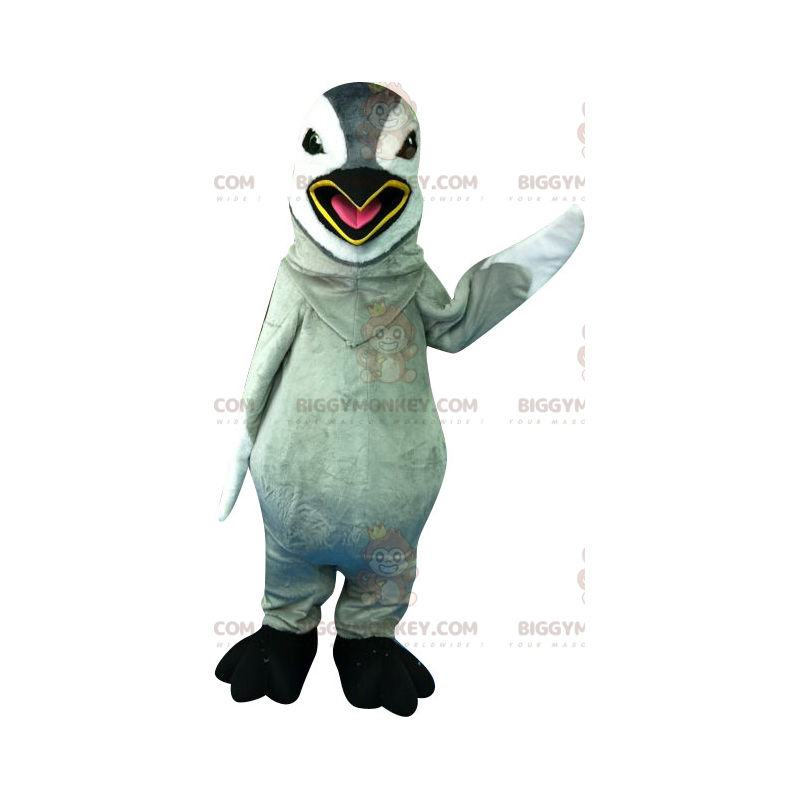Traje de mascote BIGGYMONKEY™ de pinguim cinza e branco. Traje de mascote BIGGYMONKEY™ de pinguim cinza e branco.