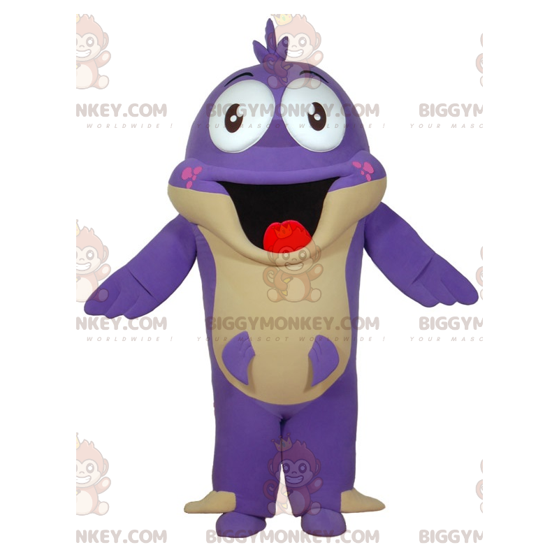 Kostium maskotki BIGGYMONKEY™ z fioletowej ryby z dużym Kostium maskotki BIGGYMONKEY™ z fioletowej ryby z dużym