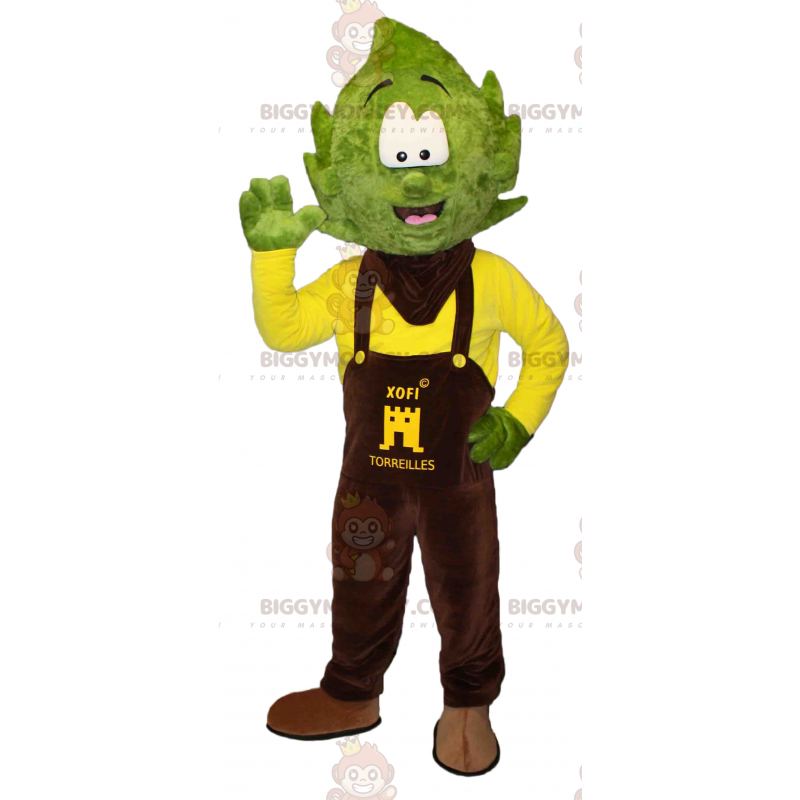 Snowman BIGGYMONKEY™ Mascot Costume with Tree Leaf Head – Snowman BIGGYMONKEY™ Mascot Costume with Tree Leaf Head –