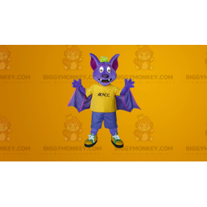 Purppura ja keltainen lepakko BIGGYMONKEY™ maskottiasu -