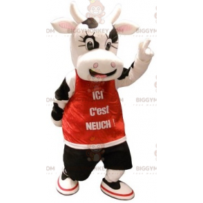 Costume da mascotte BIGGYMONKEY™ da mucca bianca e nera con