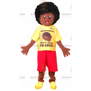 Afro Boy BIGGYMONKEY™ Mascot Costume. African BIGGYMONKEY™