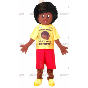 Afro Boy BIGGYMONKEY™ Maskottchenkostüm. Afrikanisches