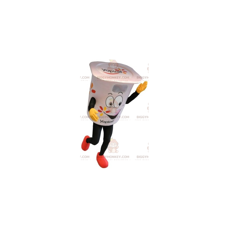 Costume de mascotte BIGGYMONKEY™ de yaourt Yoplait. Costume de