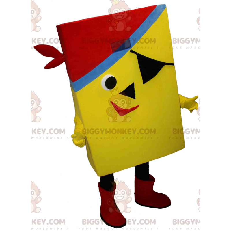 Costume de mascotte BIGGYMONKEY™ jaune et rectangulaire de pirate - Mascottes Humaines - BIGGYMONKEY_08024 - BiggyMonkey.com