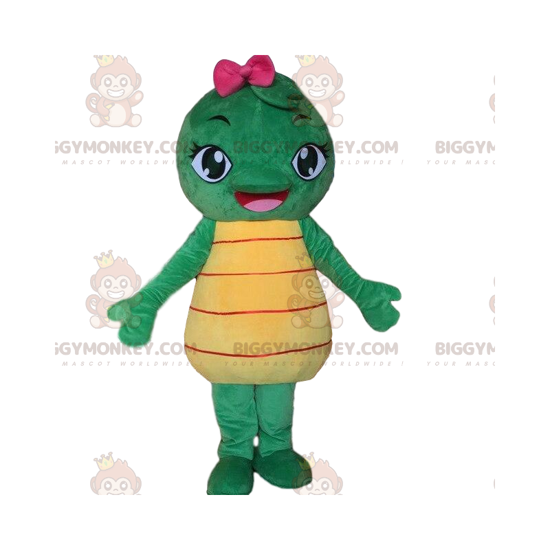 Traje de mascote BIGGYMONKEY™ de tartaruga verde e amarela. Traje de mascote BIGGYMONKEY™ de tartaruga verde e amarela.