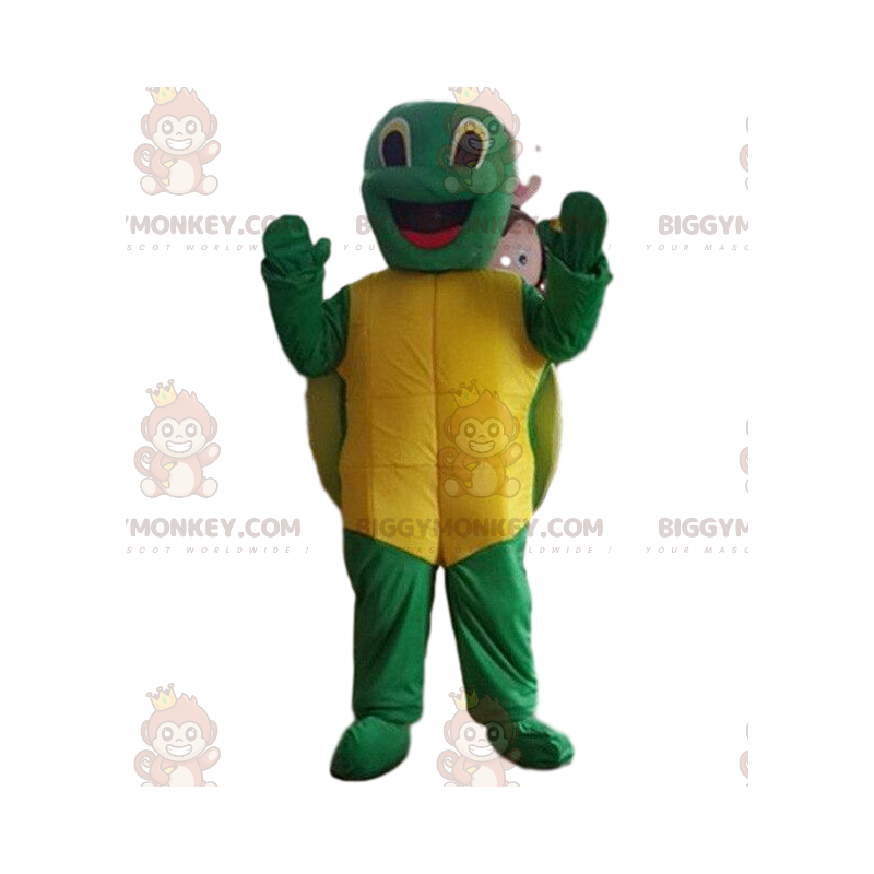 Costume de mascotte BIGGYMONKEY™ de tortue très souriante. Costume de mascotte BIGGYMONKEY™ de tortue très souriante.