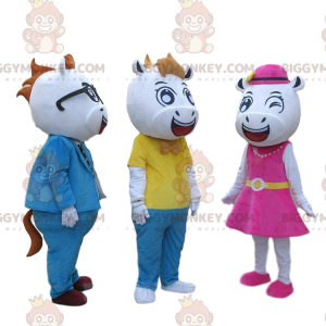 3 BIGGYMONKEY™s mascot cows. Cow costumes. Farm BIGGYMONKEY™