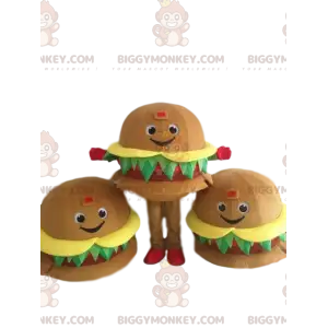 Jätte, leende, aptitretande hamburgare BIGGYMONKEY™ maskotdräkt