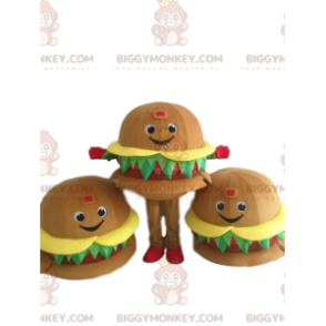 Costume de mascotte BIGGYMONKEY™ de hamburger géant, souriant