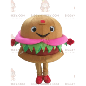 Smiling Appetizing Burger BIGGYMONKEY™ Mascot Costume. fast