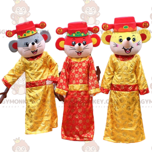3 Chinese Mouse BIGGYMONKEY™s mascot. 3 Chinese, set of 3