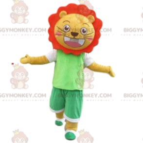 Στολή μασκότ BIGGYMONKEY™ με κίτρινο και πορτοκαλί λιοντάρι. Στολή λιονταριού. στολή λιονταριού - BiggyMonkey.com