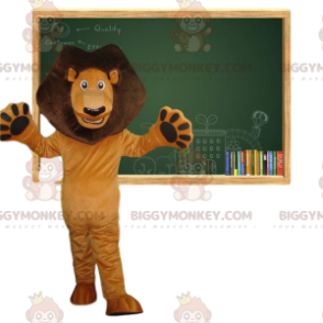 Brun løve BIGGYMONKEY™ maskotkostume. Leo kostume Alex. Simba kostume - Masker berømte mennesker - BiggyMonkey.com