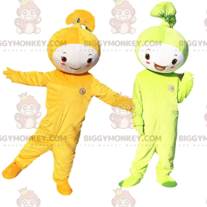 Duo de mascottes BIGGYMONKEY™ de feuilles, une verte et une