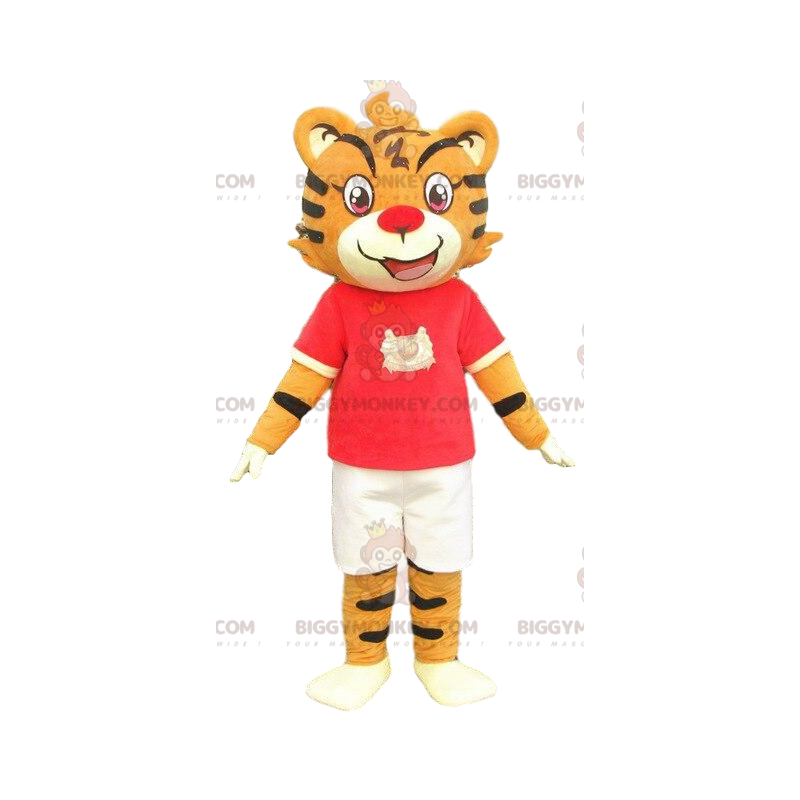 Mascotte tigre arancione e nera. Costume da tigre arancione. Mascotte tigre arancione e nera. Costume da tigre arancione.