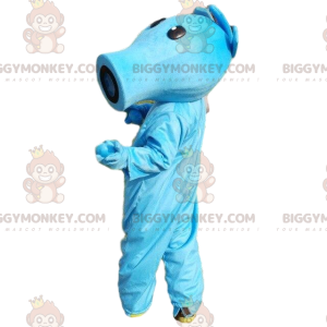 Blue BIGGYMONKEY™ mascot costume. Blue creature, blue