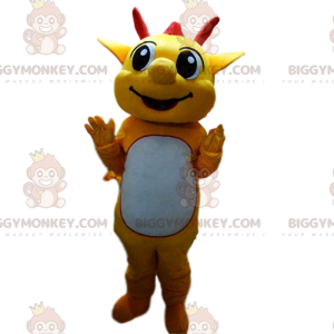 BIGGYMONKEY™ mascot costume yellow and red dragon costume.