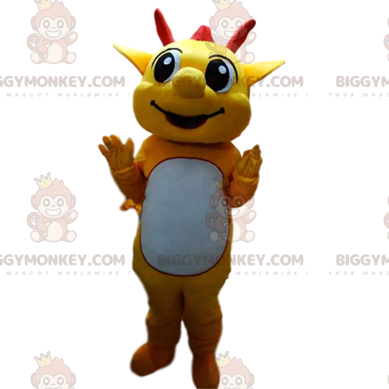 Kostium maskotki BIGGYMONKEY™ Żółty i czerwony kostium smoka. Kostium maskotki BIGGYMONKEY™ Żółty i czerwony kostium smoka.