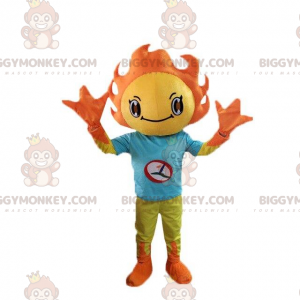 BIGGYMONKEY™ mascot costume yellow and orange sun costume.