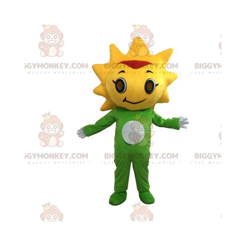 BIGGYMONKEY™ mascot costume yellow and green sun costume. BIGGYMONKEY™ mascot costume yellow and green sun costume.