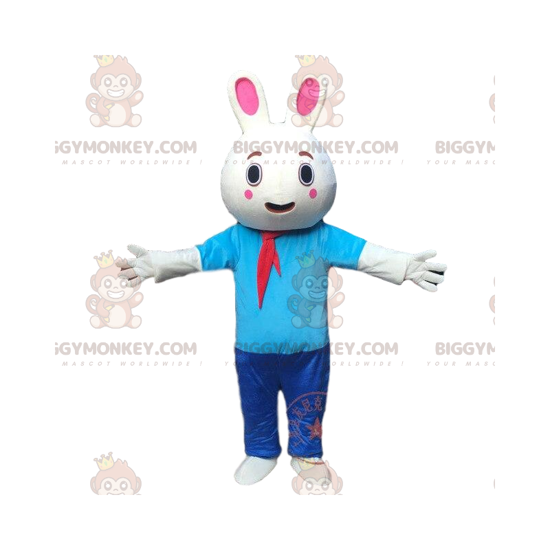 Kostium maskotki BIGGYMONKEY™ pulchny kostium króliczka ubrany Kostium maskotki BIGGYMONKEY™ pulchny kostium króliczka ubrany