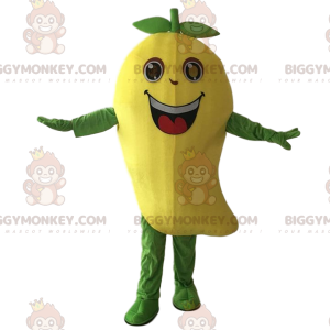 BIGGYMONKEY™ jättiläinen mango-asu maskottipuku. Keltainen