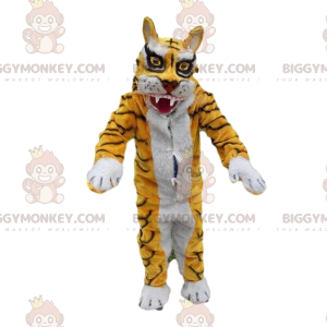 BIGGYMONKEY™ mascot costume yellow and white tiger disguise.