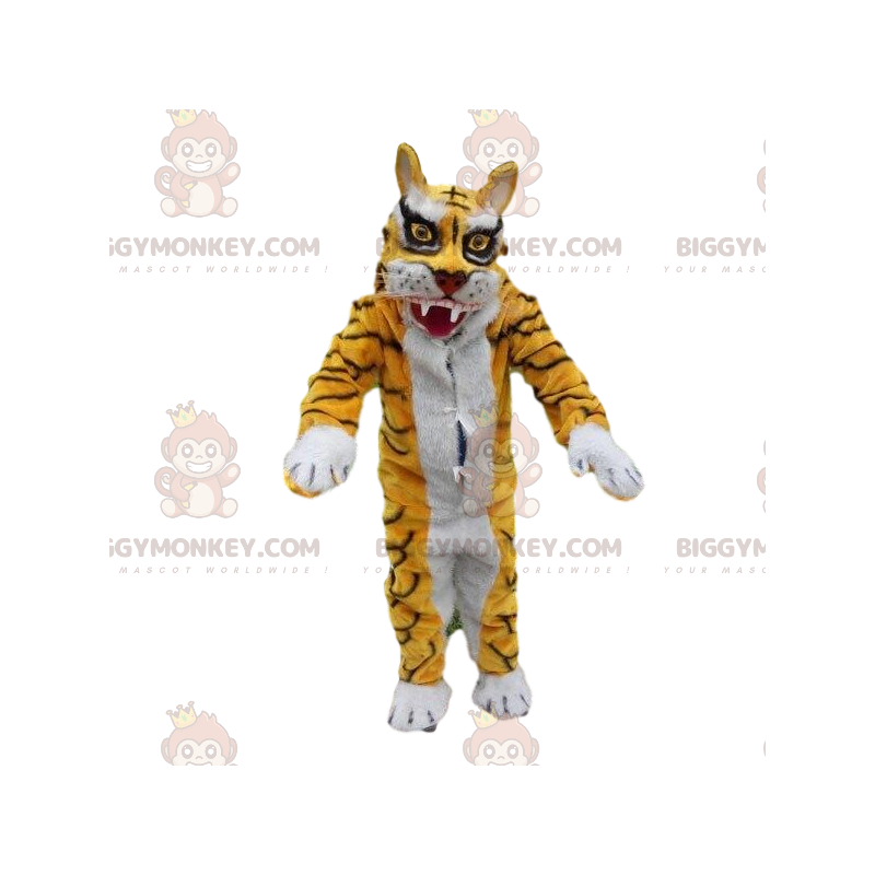 Traje de mascote BIGGYMONKEY™ disfarce de tigre amarelo e Traje de mascote BIGGYMONKEY™ disfarce de tigre amarelo e