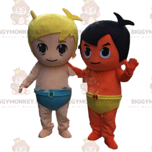 Duo de mascottes BIGGYMONKEY™ costumes de bébés, d'enfants.