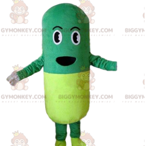 BIGGYMONKEY™ mascot costume pill costume. Green and yellow