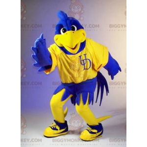 Gelber und blauer Vogel BIGGYMONKEY™ Maskottchenkostüm -