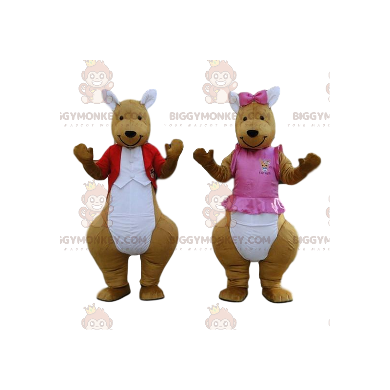 2 mascota canguro de BIGGYMONKEY™. Disfraces de pareja de 2 mascota canguro de BIGGYMONKEY™. Disfraces de pareja de