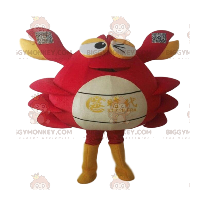 BIGGYMONKEY™ Costume da mascotte granchio rosso, bianco e BIGGYMONKEY™ Costume da mascotte granchio rosso, bianco e