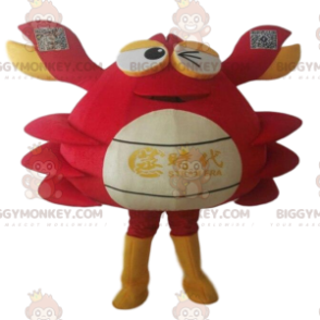 Kostium maskotki czerwono-biało-żółtego kraba BIGGYMONKEY™. kostium na ciasto - Rybie Maskotki - BiggyMonkey.com