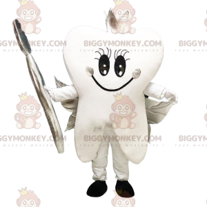 Traje de mascote de dente branco BIGGYMONKEY™. Traje dente